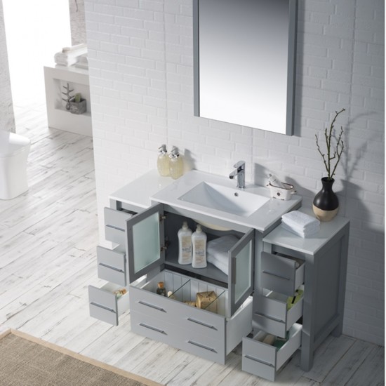 Sydney 54 Inch Vanity with Ceramic Sink - Metal Gray