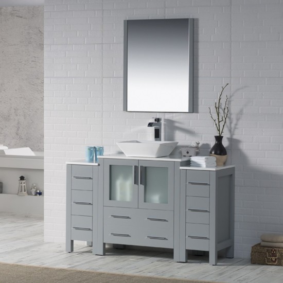 Sydney 54 Inch Vanity with Ceramic Vessel Sink - Metal Gray