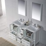 Sydney 60 Inch Vanity with Ceramic Double Sinks & Mirrors - White