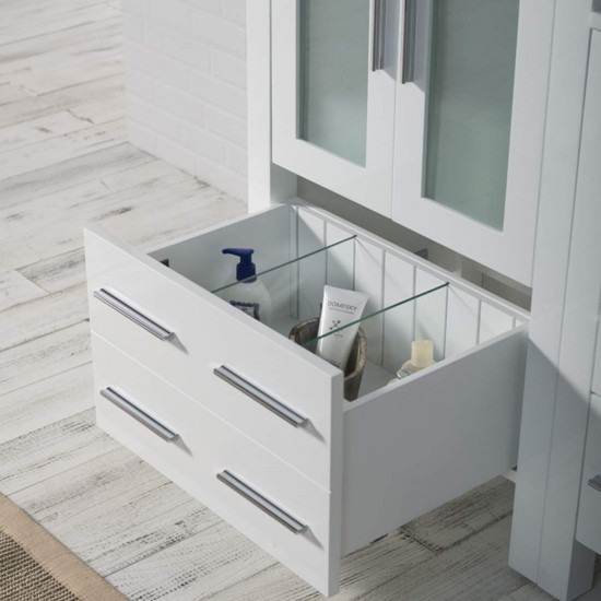 Sydney 60 Inch Vanity with Ceramic Double Vessel Sinks - White