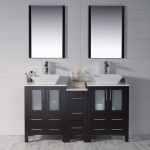 Sydney 60 Inch Vanity with Ceramic Double Vessel Sinks - Espresso