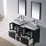 Sydney 60 Inch Vanity with Ceramic Double Vessel Sinks - Espresso