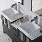 Sydney 60 Inch Vanity with Ceramic Double Vessel Sinks - Espresso