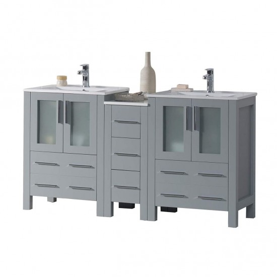 Sydney 60 Inch Vanity Base Only - Metal Gray