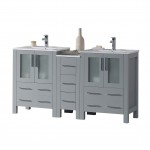 Sydney 60 Inch Vanity with Ceramic Double Sinks - Metal Gray