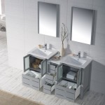 Sydney 60 Inch Vanity with Ceramic Double Sinks - Metal Gray