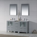 Sydney 60 Inch Vanity with Ceramic Double Sinks & Mirrors - Metal Gray