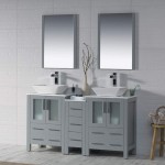 Sydney 60 Inch Vanity with Ceramic Double Vessel Sinks & Mirrors - Metal Gray