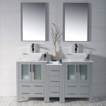 Sydney 60 Inch Vanity with Ceramic Double Vessel Sinks & Mirrors - Metal Gray