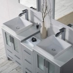 Sydney 60 Inch Vanity with Ceramic Double Vessel Sinks & Mirrors - Metal Gray