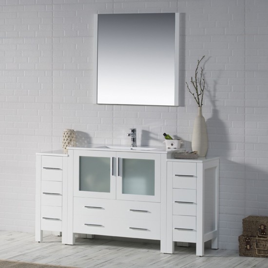 Sydney 60 Inch Vanity Base Only - White