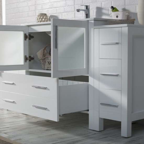 Sydney 60 Inch Vanity Base Only - White