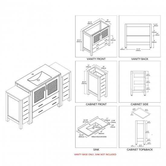 Sydney 60 Inch Vanity Base Only - White