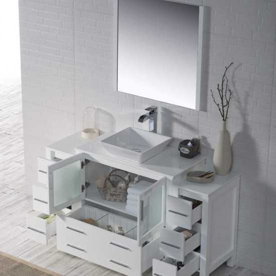Sydney 60 Inch Vanity with Ceramic Vessel Sink & Mirror - White