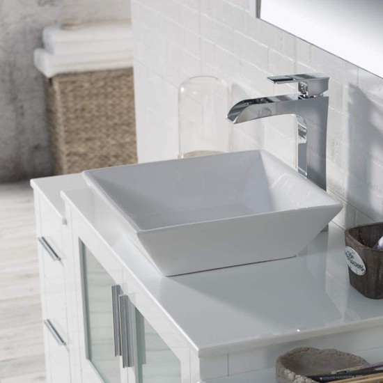 Sydney 60 Inch Vanity with Ceramic Vessel Sink & Mirror - White