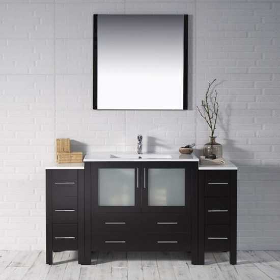 Sydney 60 Inch Vanity with Ceramic Sink & Mirror - Espresso