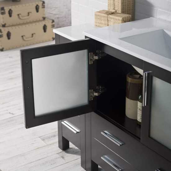 Sydney 60 Inch Vanity with Ceramic Sink & Mirror - Espresso