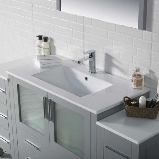 Sydney 60 Inch Vanity with Ceramic Sink & Mirror - Metal Gray