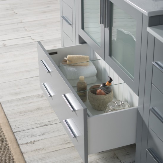 Sydney 60 Inch Vanity with Ceramic Sink & Mirror - Metal Gray