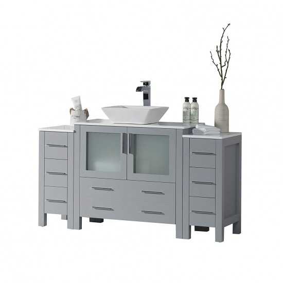 Sydney 60 Inch Vanity with Ceramic Vessel Sink - Metal Gray