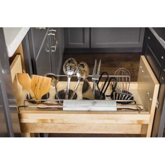 8 Inch "No Wiggle" Utensil Bin Base Cabinet Pullout Built on Premium Soft-close Slides