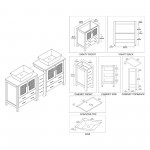 Sydney 72 Inch Vanity with Ceramic Double Vessel Sinks - White