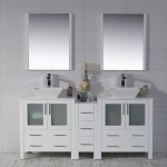 Sydney 72 Inch Vanity with Ceramic Double Vessel Sinks & Mirrors - White