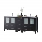 Sydney 72 Inch Vanity with Ceramic Double Sinks - Espresso