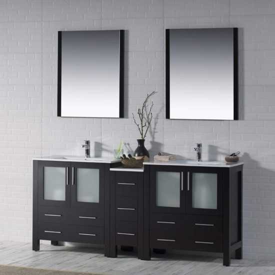 Sydney 72 Inch Vanity with Ceramic Double Sinks - Espresso