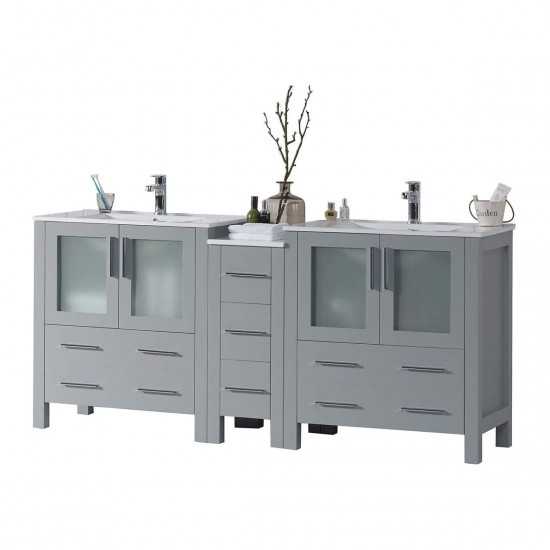 Sydney 72 Inch Vanity with Ceramic Double Sinks - Metal Gray