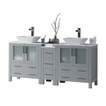 Sydney 72 Inch Vanity with Ceramic Double Vessel Sinks - Metal Gray