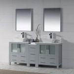 Sydney 72 Inch Vanity with Ceramic Double Vessel Sinks & Mirrors - Metal Gray