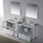 Sydney 84 Inch Vanity with Ceramic Double Sinks & Mirrors - White