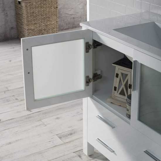 Sydney 84 Inch Vanity with Ceramic Double Sinks & Mirrors - White