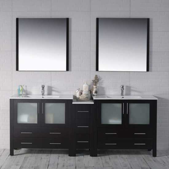 Sydney 84 Inch Vanity with Ceramic Double Sinks - Espresso