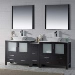 Sydney 84 Inch Vanity with Ceramic Double Vessel Sinks - Espresso