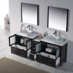 Sydney 84 Inch Vanity with Ceramic Double Vessel Sinks & Mirrors - Espresso