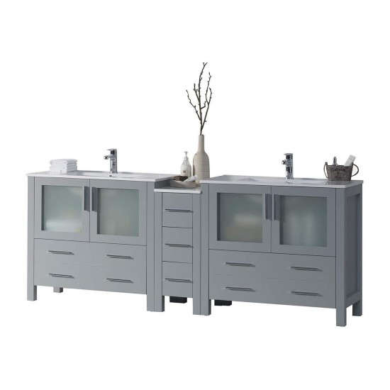 Sydney 84 Inch Vanity Base Only - Metal Gray