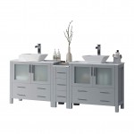 Sydney 84 Inch Vanity with Ceramic Double Vessel Sinks - Metal Gray