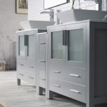 Sydney 84 Inch Vanity with Ceramic Double Vessel Sinks - Metal Gray