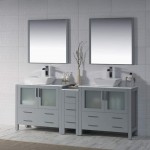 Sydney 84 Inch Vanity with Ceramic Double Vessel Sinks - Metal Gray