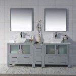 Sydney 84 Inch Vanity with Ceramic Double Vessel Sinks - Metal Gray