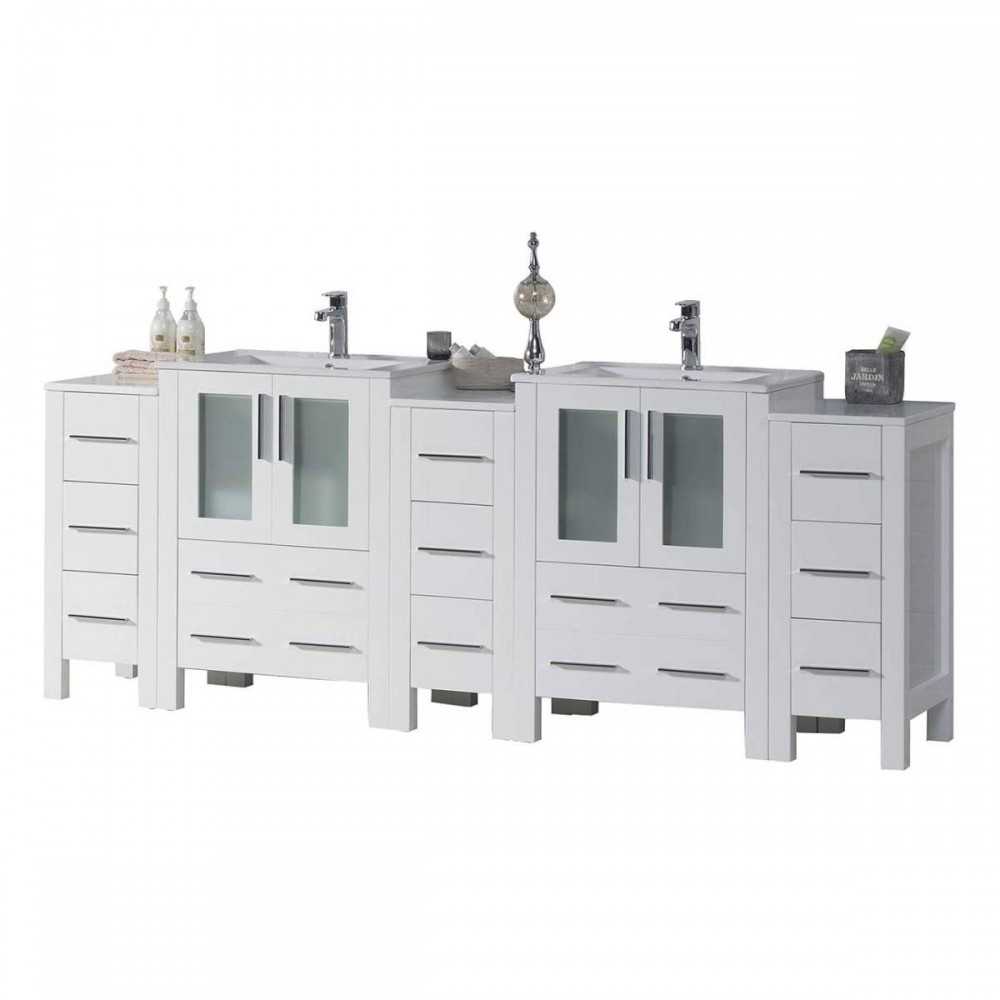 Sydney 84 Inch Vanity Base Only - White Sydney 84 Inch Vanity Base Only - White