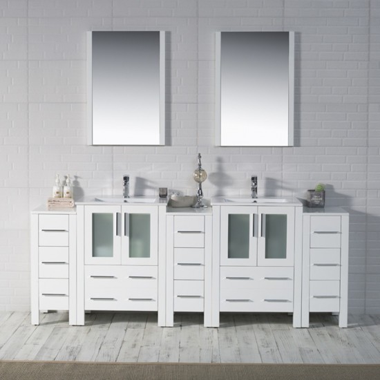 Sydney 84 Inch Vanity Base Only - White