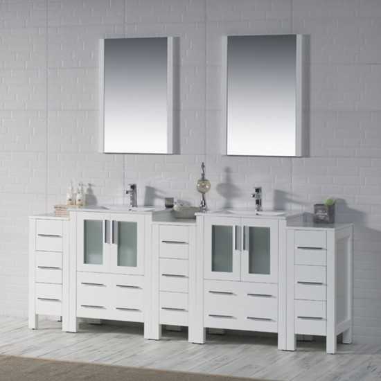 Sydney 84 Inch Vanity Base Only - White