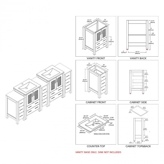 Sydney 84 Inch Vanity Base Only - White