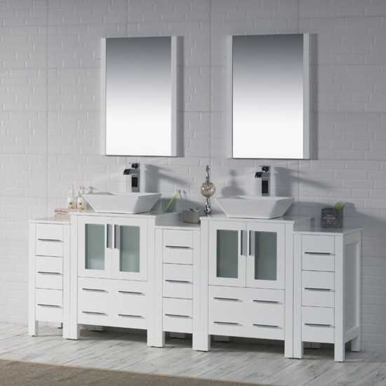 Sydney 84 Inch Vanity Base Only - White