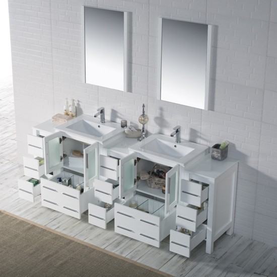 Sydney 84 Inch Vanity Base Only - White