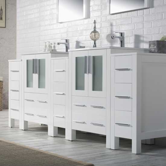 Sydney 84 Inch Vanity Base Only - White