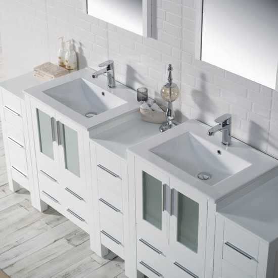 Sydney 84 Inch Vanity Base Only - White